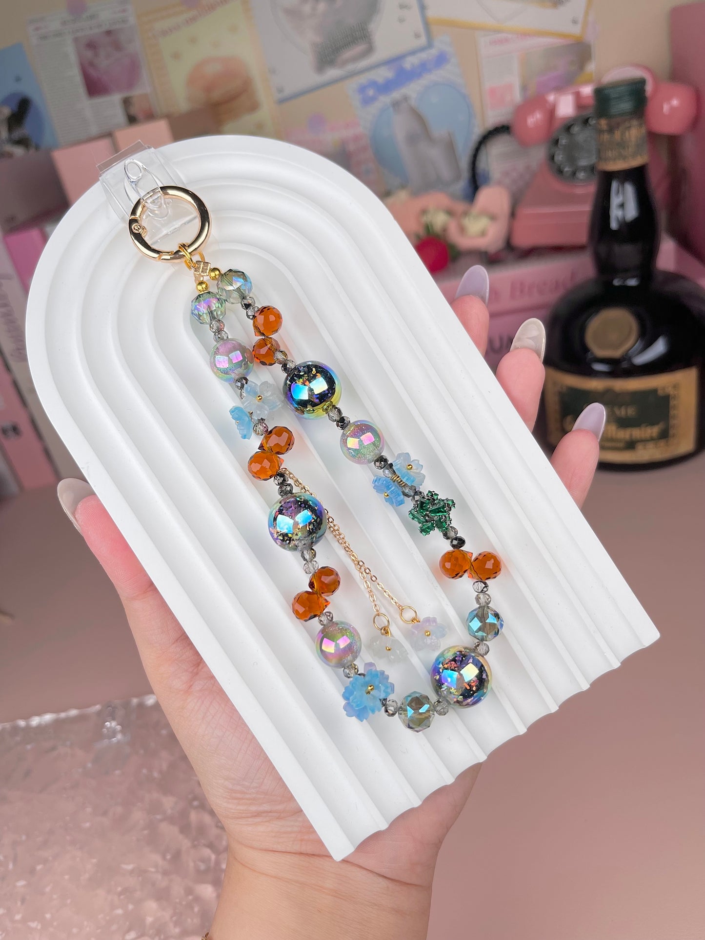 Crystal Glass Keychain Phonestraps