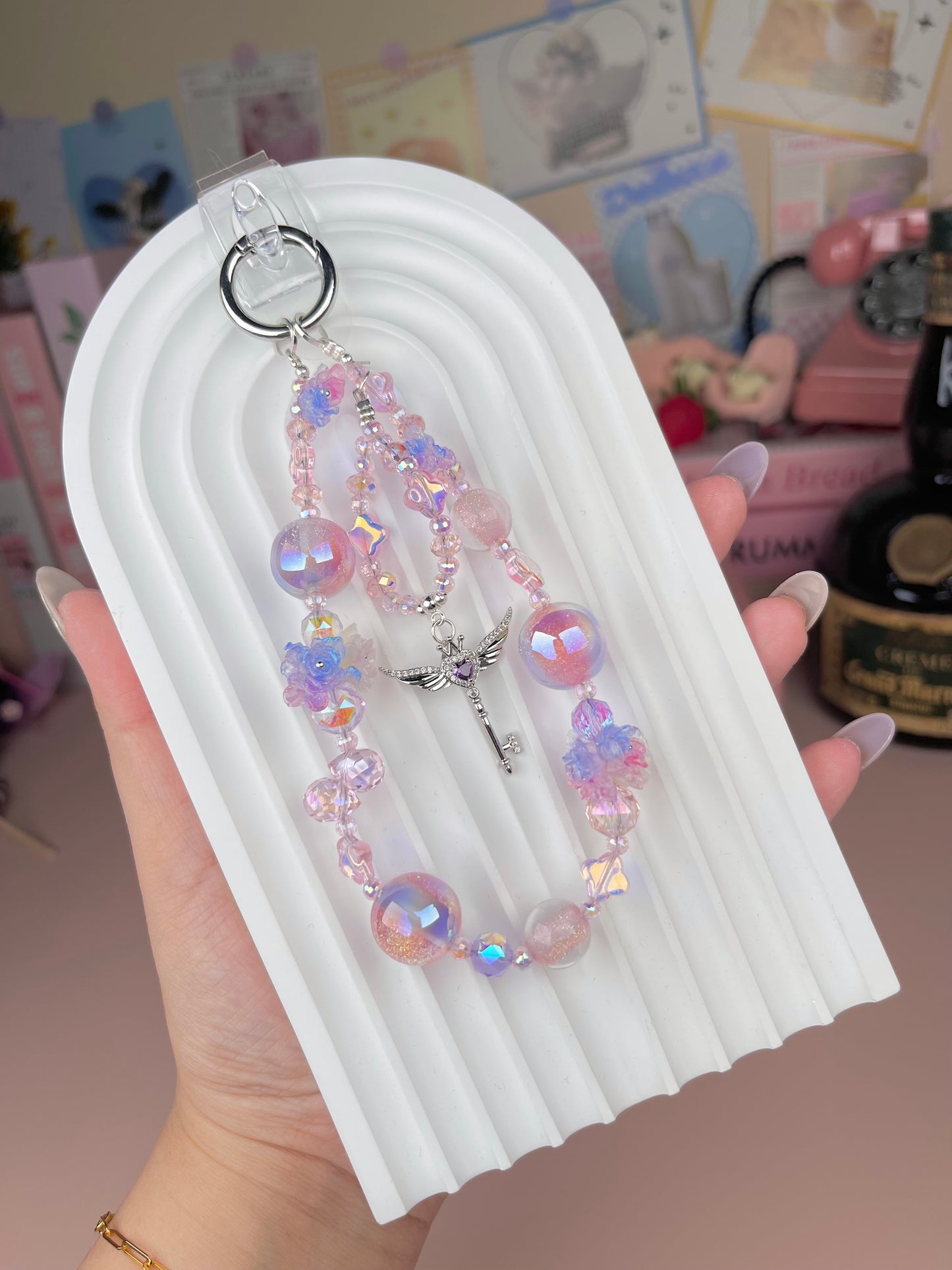 Crystal Glass Keychain Phonestraps