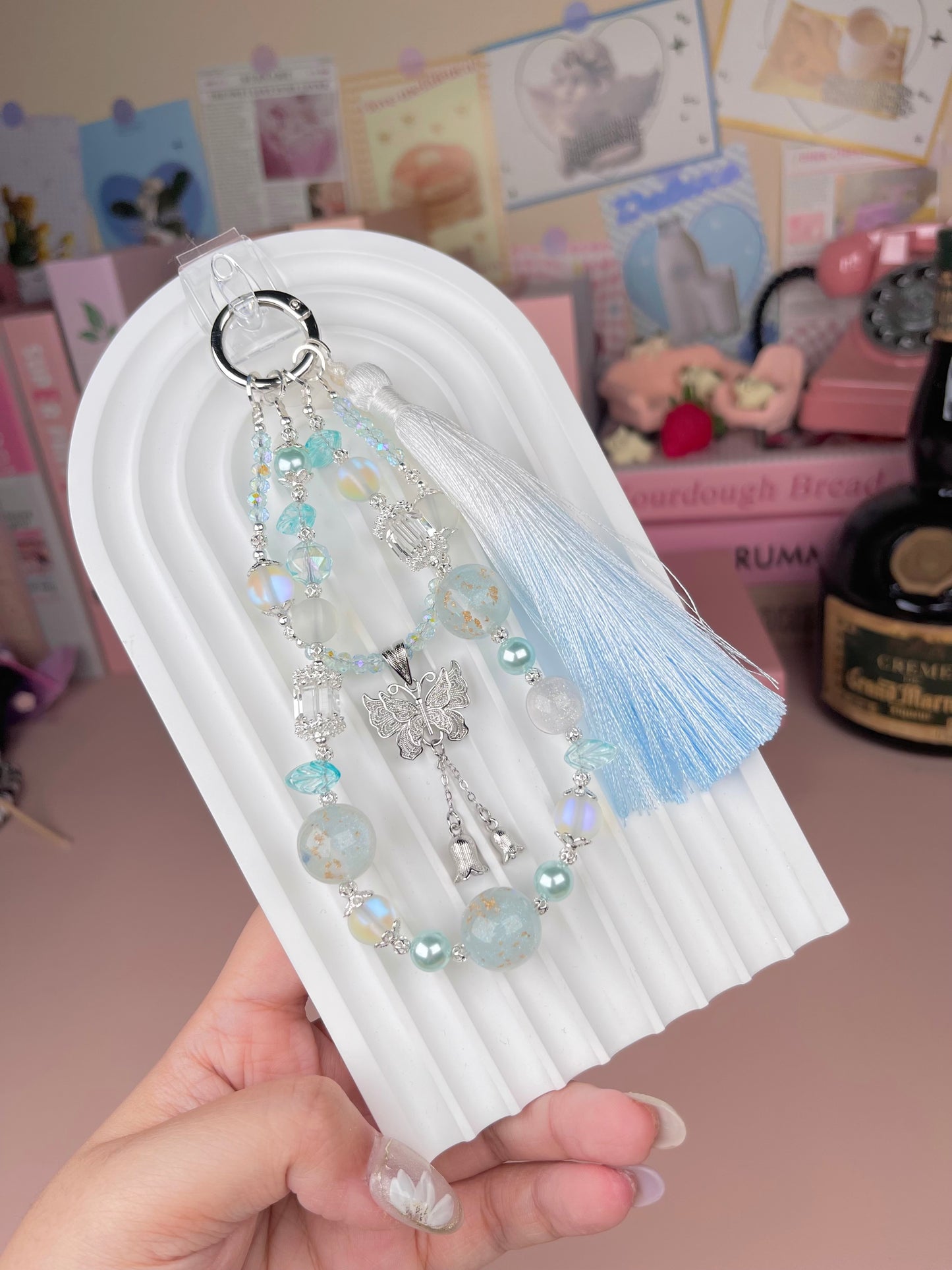 Crystal Glass Keychain Phonestraps