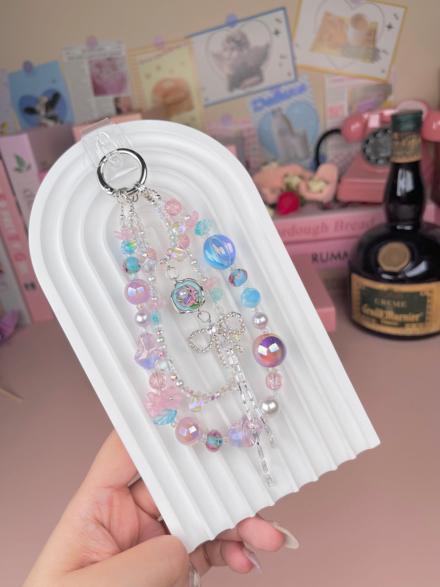 Crystal Glass Keychain Phonestraps